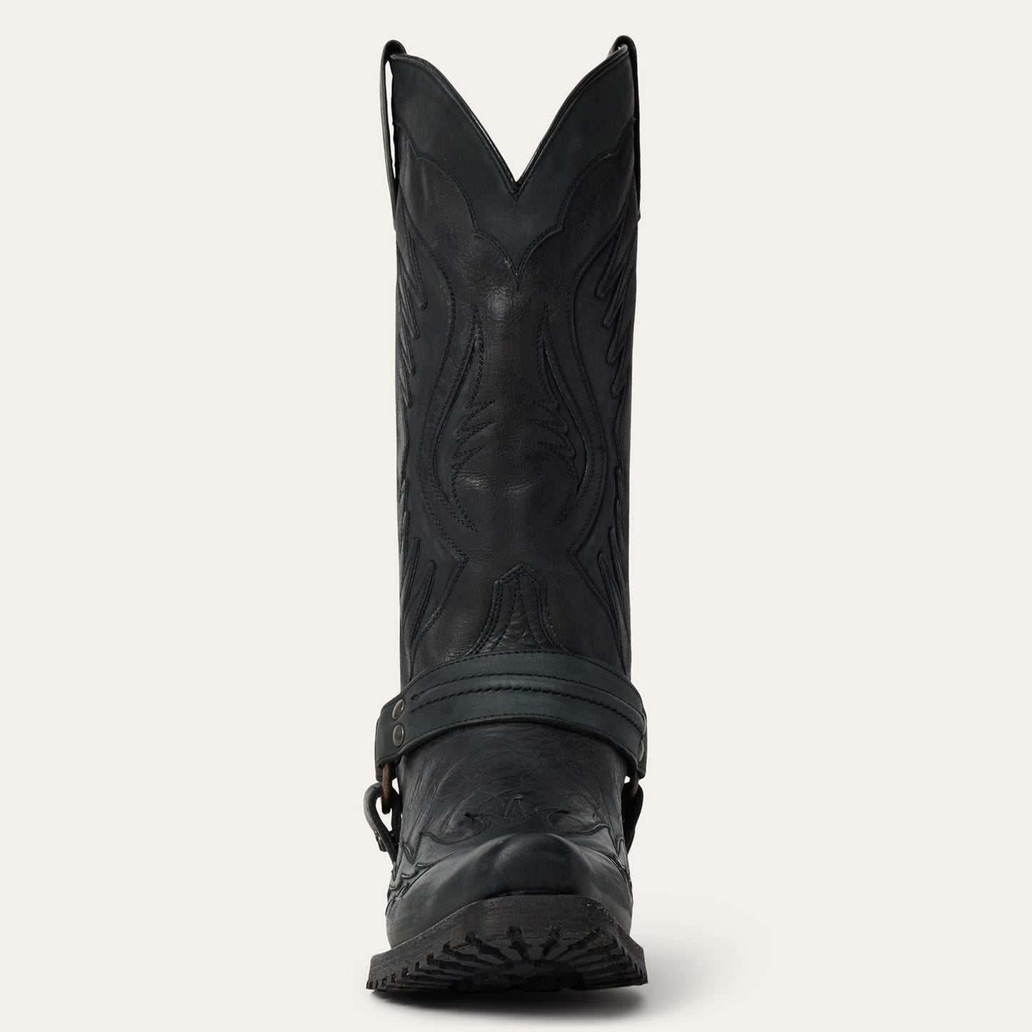 Men's Stetson Biker Boots handcrafted black leather square rocker toe with eagle design