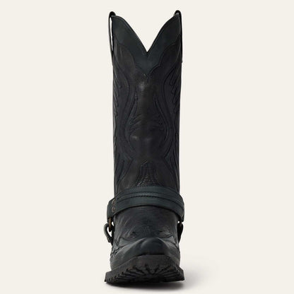 Men's Stetson Biker Boots handcrafted black leather square rocker toe with eagle design
