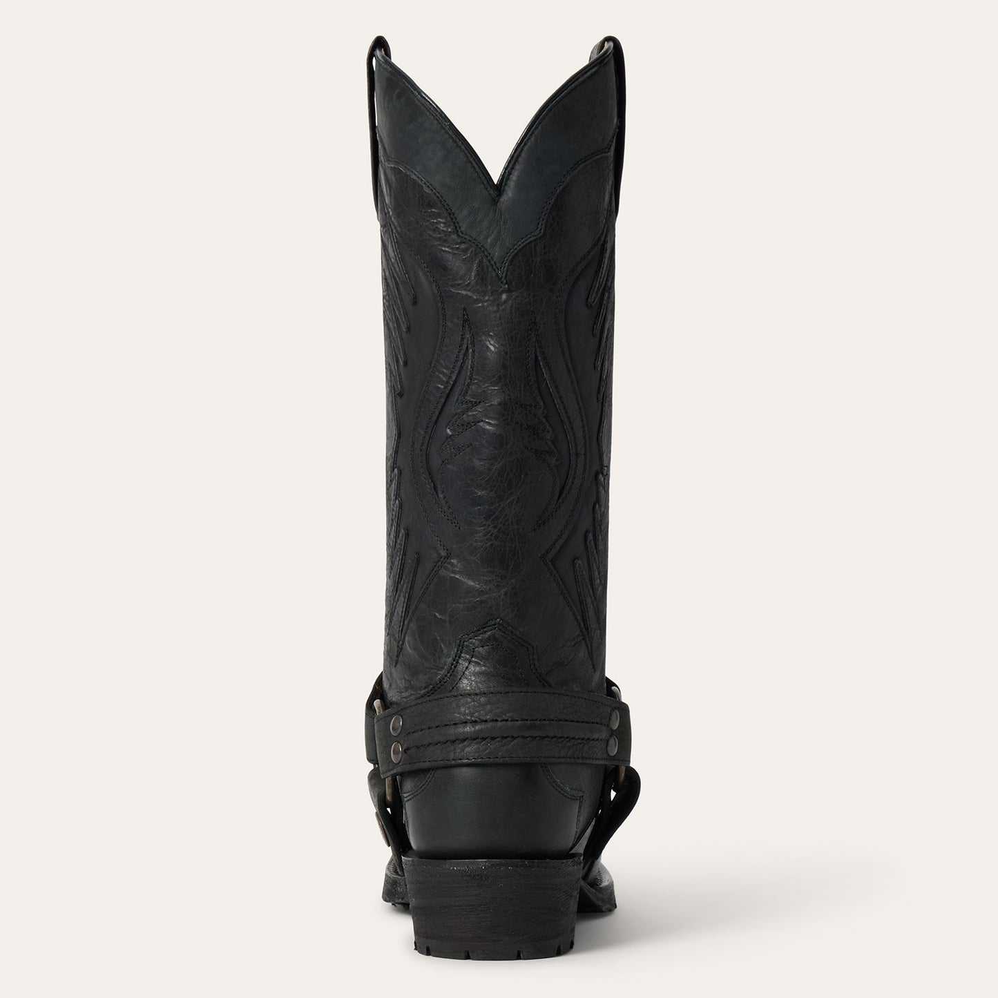 Men's Stetson Biker Boots handcrafted black leather with outlaw toe and eagle design