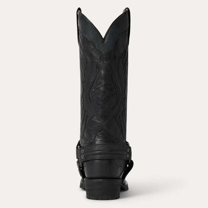 Men's Stetson Biker Boots handcrafted black leather with outlaw toe and eagle design