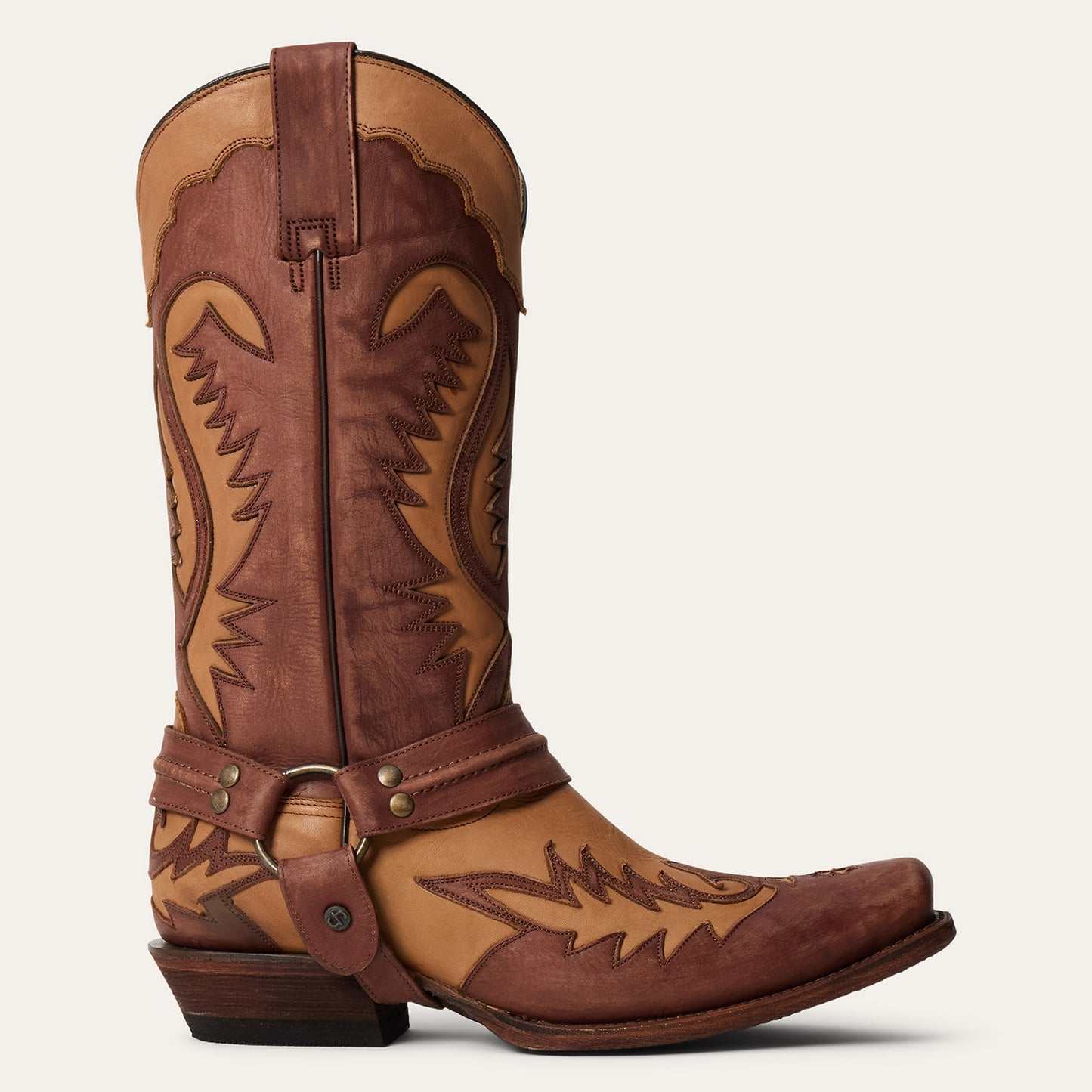 Men's Stetson Outlaw Boots in washed brown leather with 13" shaft and cowboy heel