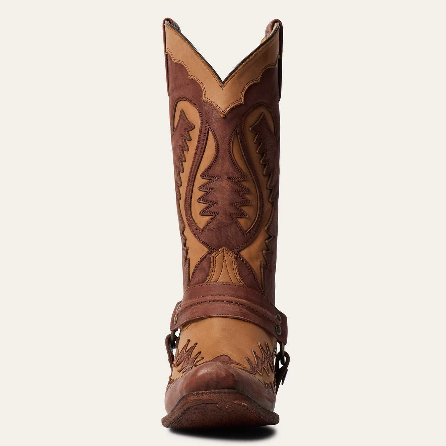 Men's Stetson Outlaw Boots handcrafted washed brown leather cowboy boots with 13-inch shaft and western design