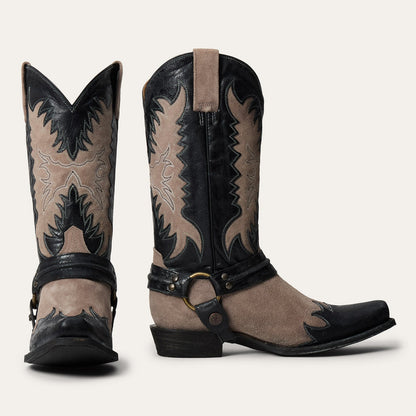 Herren Stetson Outlaw Rock Star Lederstiefel Handgefertigt Grau