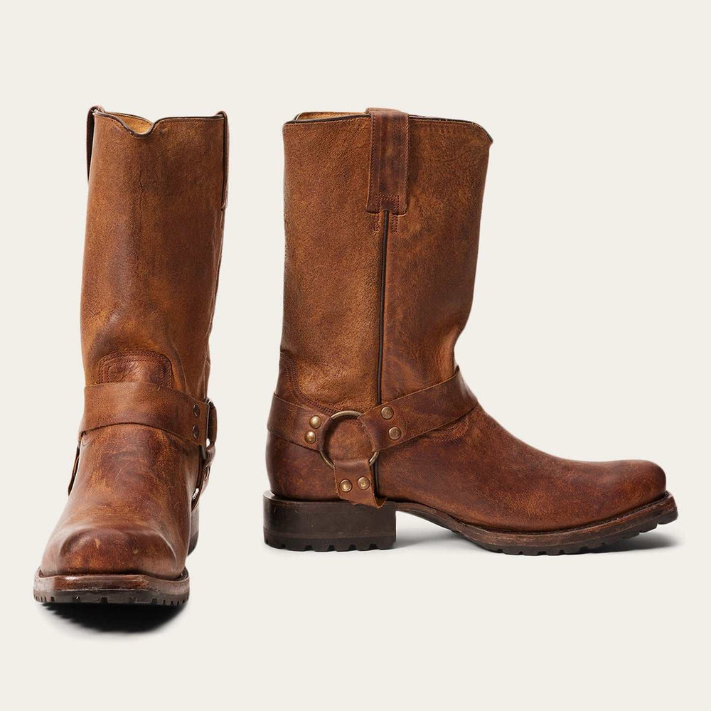 Herren Stetson Heritage Harness Biker Lederstiefel Handgefertigt Braun