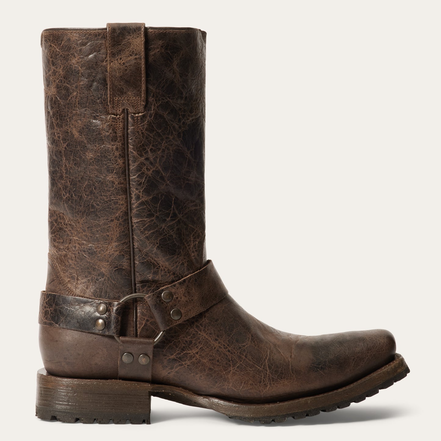 Men's Stetson Hertiage Harness Biker Leather Boots Handcrafted Brown