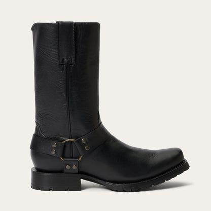 Men's Stetson Hertiage Harness Biker Leather Boots Handcrafted Black