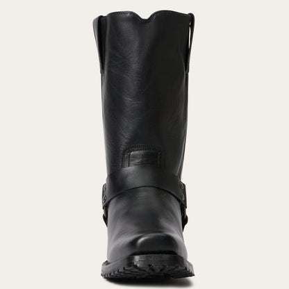Men's Stetson Hertiage Harness Biker Leather Boots Handcrafted Black