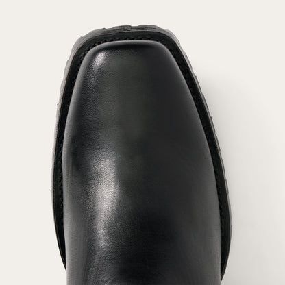 Men's Stetson Hertiage Harness Biker Leather Boots Handcrafted Black
