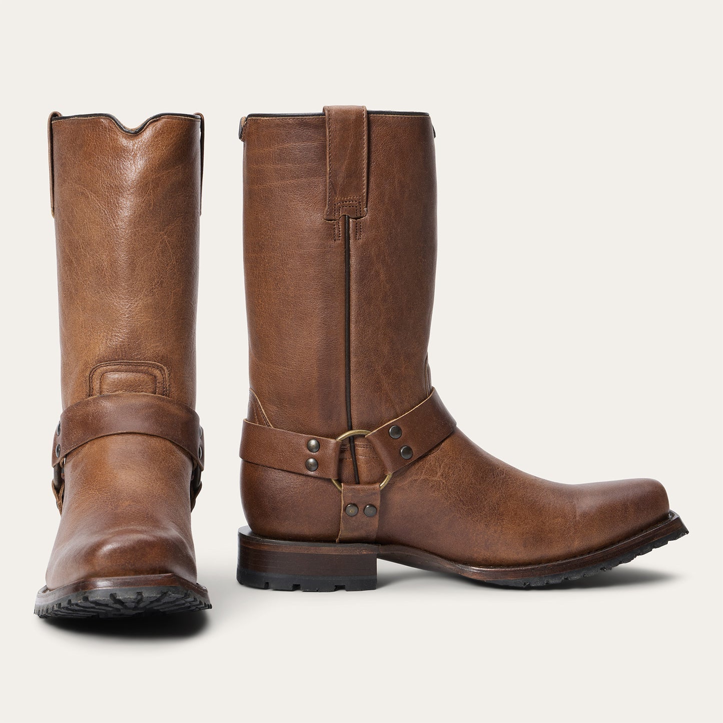 Men's Stetson Hertiage Harness Biker Leather Boots Handcrafted Brown