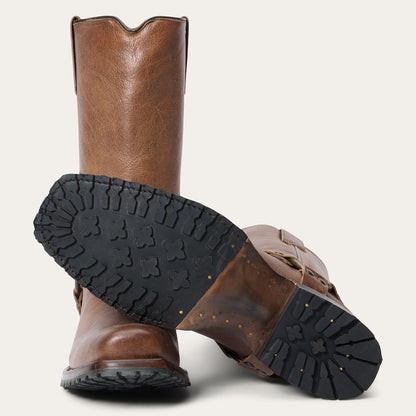 Men's Stetson Hertiage Harness Biker Leather Boots Handcrafted Brown
