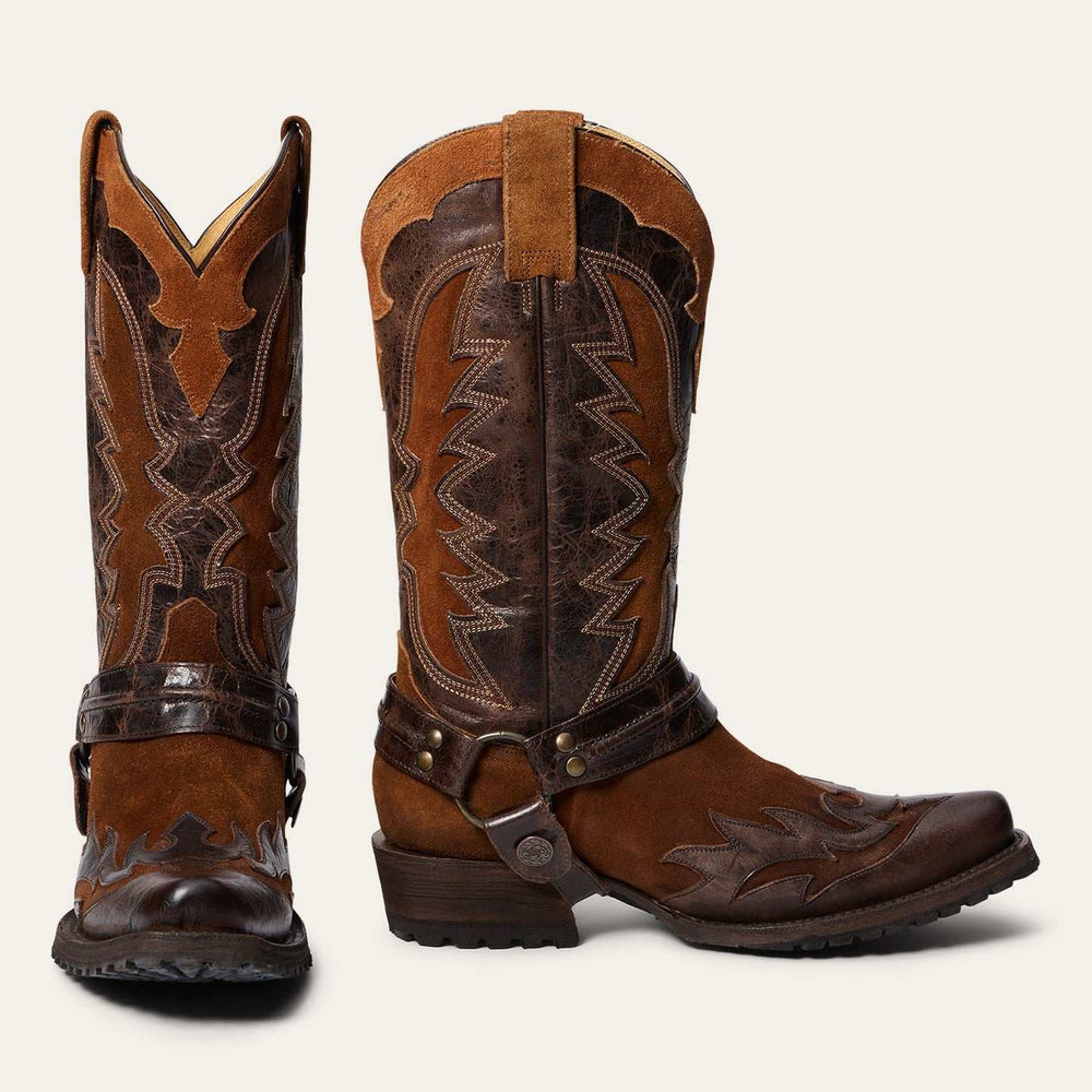 Men's Stetson Biker Outlaw Wings with Lug Sole Boots Handcrafted Brown