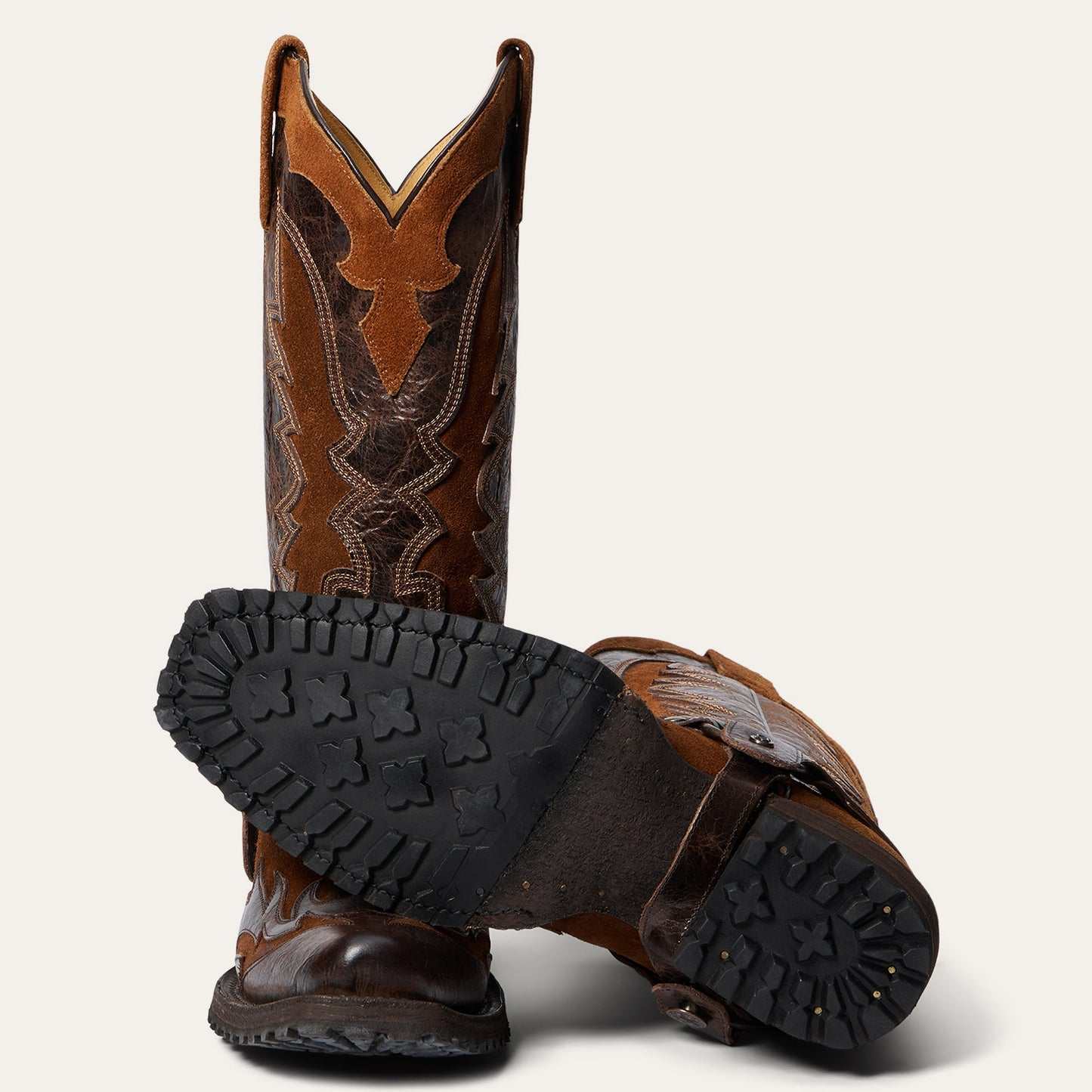 Men's Stetson Biker Outlaw Wings with Lug Sole Boots Handcrafted Brown