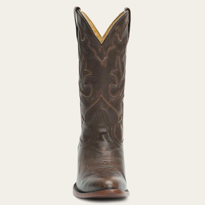 Men's Stetson Carlisle handcrafted brown leather boots with 13-inch shaft and cowboy heel