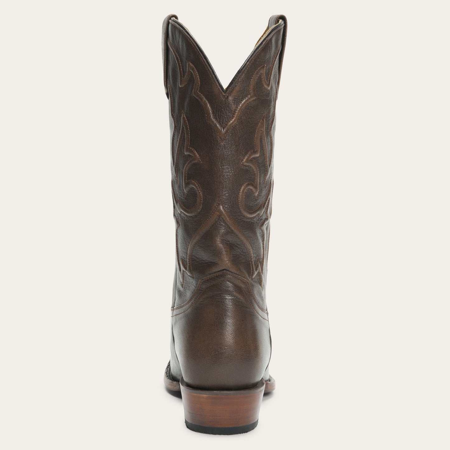 Men's Stetson Carlisle handcrafted brown leather cowboy boots with 13" shaft and R toe design
