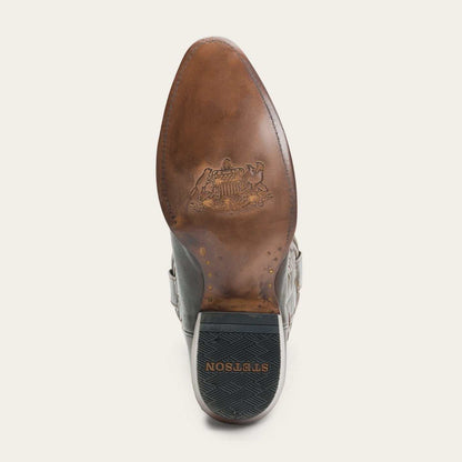Men's Stetson Carlisle handcrafted brown leather cowboy boots with 13" shaft and R toe