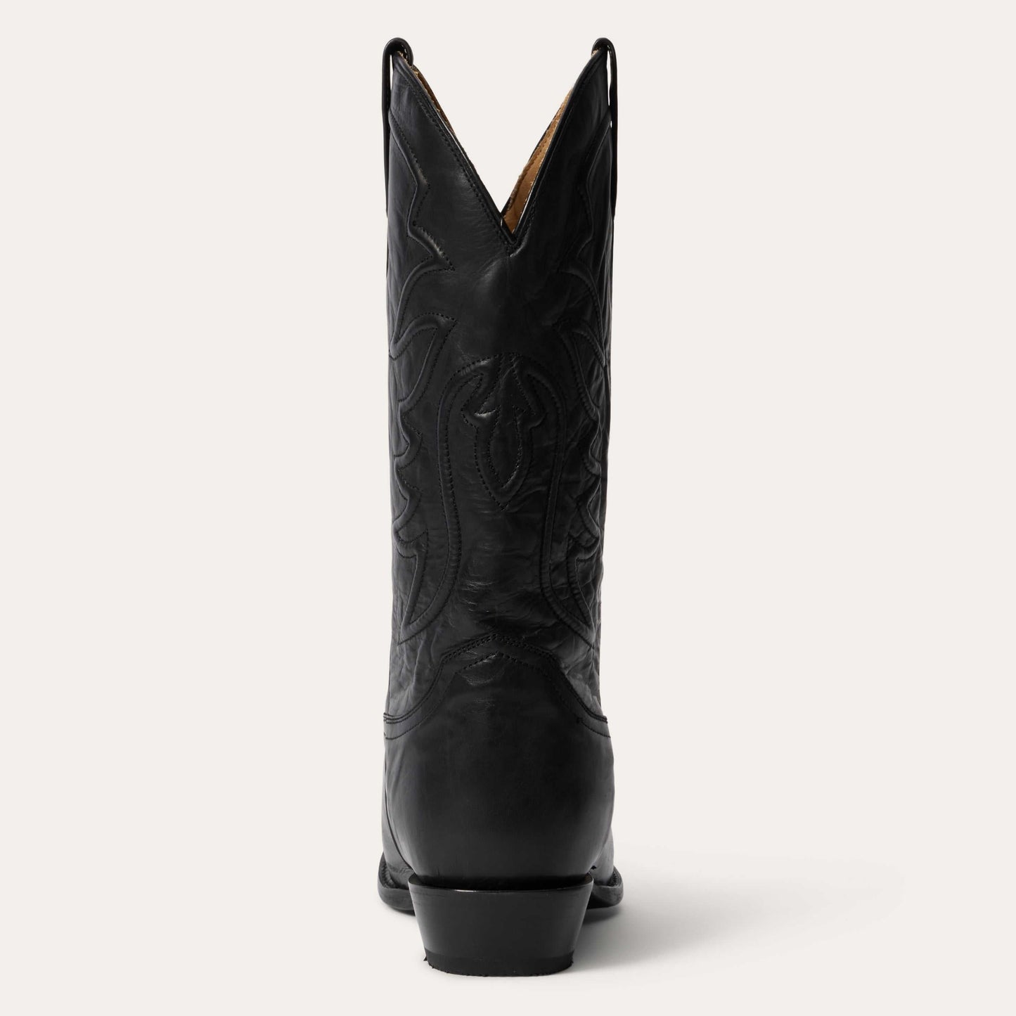 Men's Stetson Ames Leather Boots handcrafted black burnished calf vamp and corded shaft