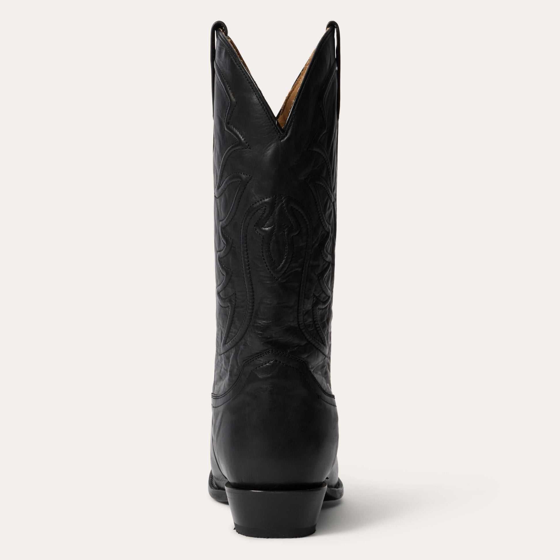 Men's Stetson Ames Leather Boots handcrafted black burnished calf vamp and corded shaft
