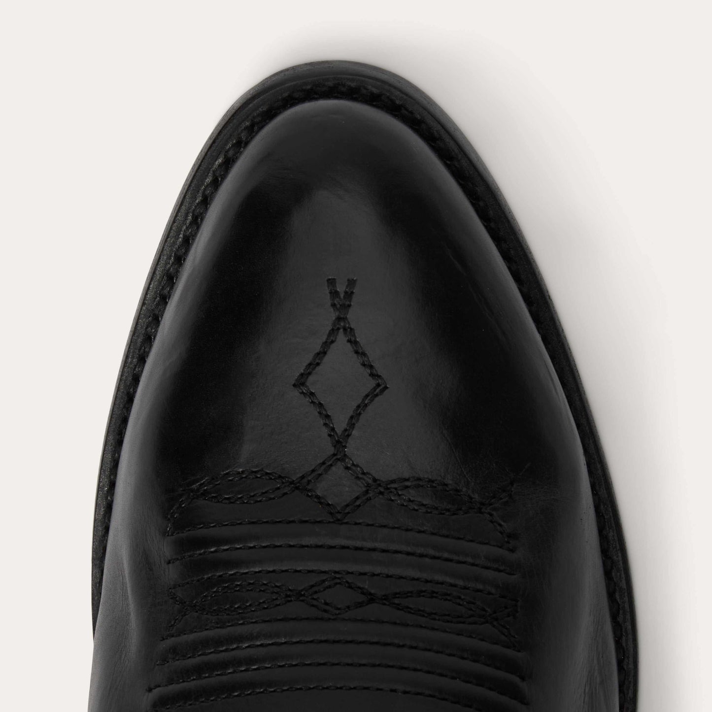 Men's Stetson Ames handcrafted black leather boots with burnished calf vamp and corded shaft