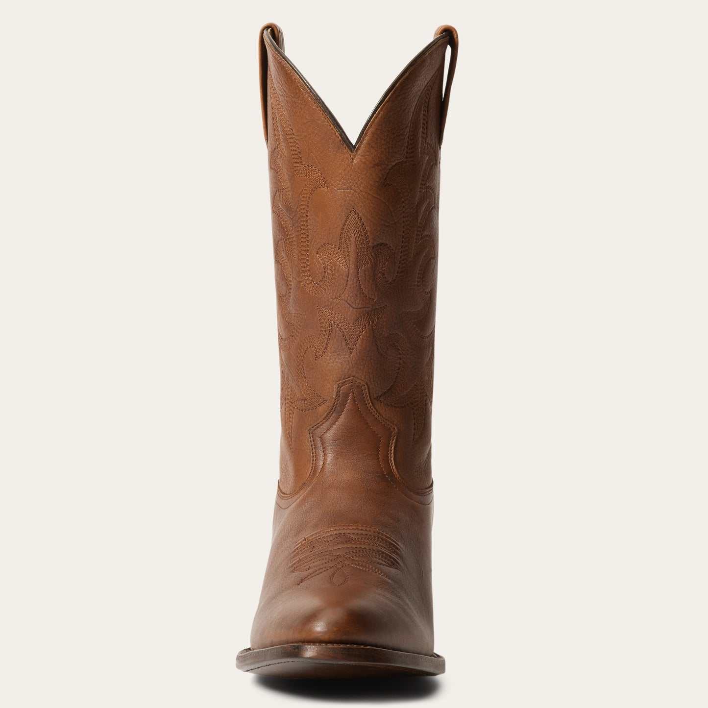 Men's Stetson Sharp Leather Boots handcrafted burnished brown cowboy boots with corded crown shaft and leather sole