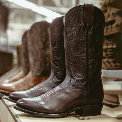 Men's Stetson Carlisle Leather Boots Handcrafted Round Toe Brown