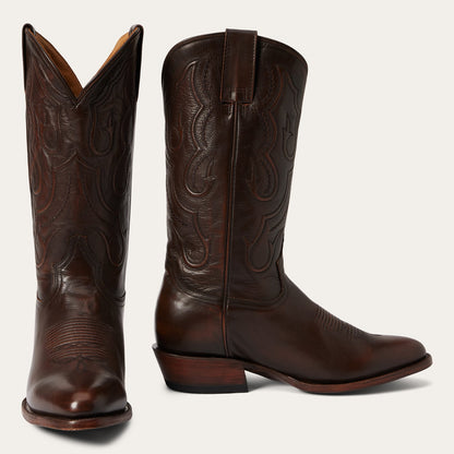 Men's Stetson Carlisle Leather Boots Handcrafted Round Toe Brown