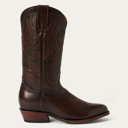 Men's Stetson Carlisle Leather Boots Handcrafted Round Toe Brown