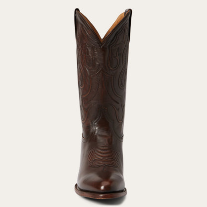 Men's Stetson Carlisle Leather Boots Handcrafted Round Toe Brown