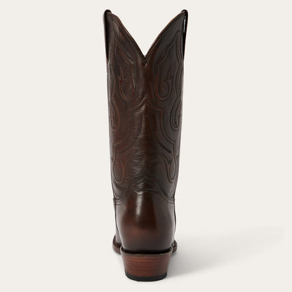Men's Stetson Carlisle Leather Boots Handcrafted Round Toe Brown