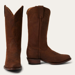 Stetson Crockett Herren Lederstiefel Handgefertigt Runde Zehenpartie Braun
