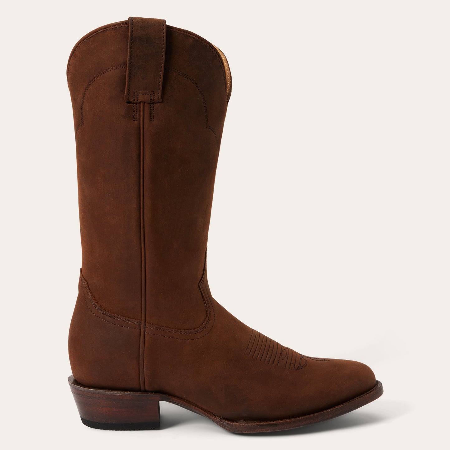 Stetson Crockett Herren Lederstiefel Handgefertigt Runde Zehenpartie Braun
