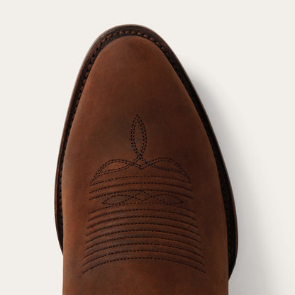 Stetson Crockett Herren Lederstiefel Handgefertigt Runde Zehenpartie Braun