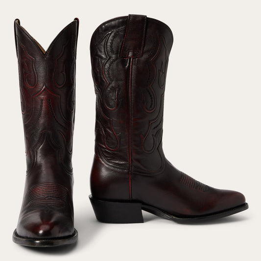 Stetson Carlisle Boots für Herren, runde Zehenpartie, handgefertigt, Schwarzkirsche