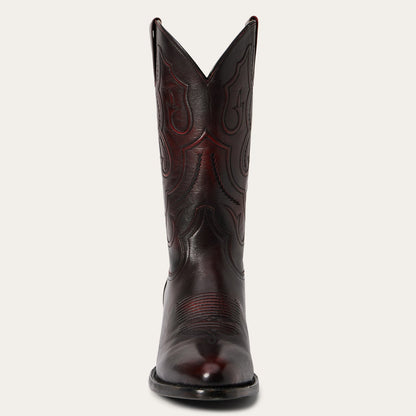 Men's Stetson Carlisle Boots Round Toe Handcrafted Black Cherry