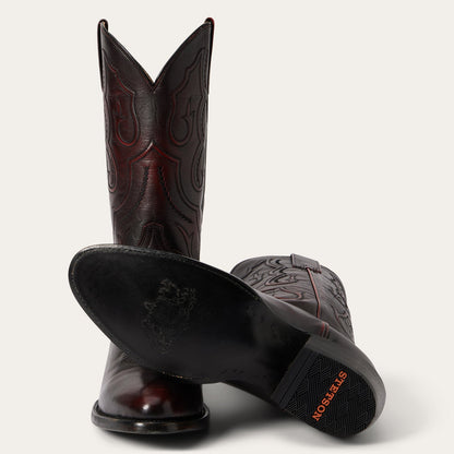 Stetson Carlisle Boots für Herren, runde Zehenpartie, handgefertigt, Schwarzkirsche