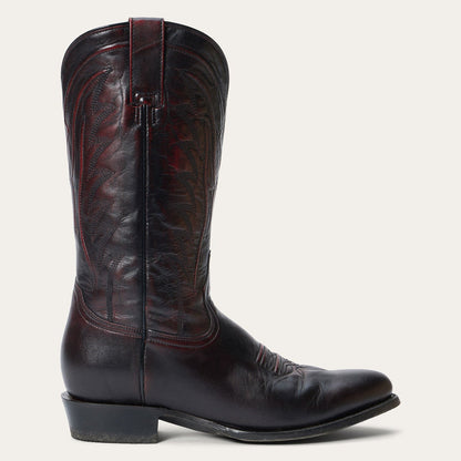 Men's Stetson Blake Goat Boots Handcrafted Round Toe Black Cherry