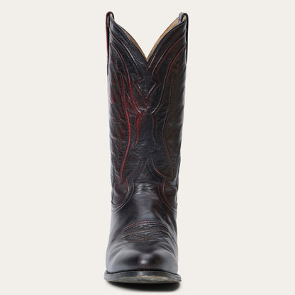 Men's Stetson Blake Goat Boots Handcrafted Round Toe Black Cherry