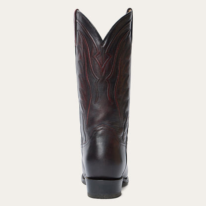 Men's Stetson Blake Goat Boots Handcrafted Round Toe Black Cherry