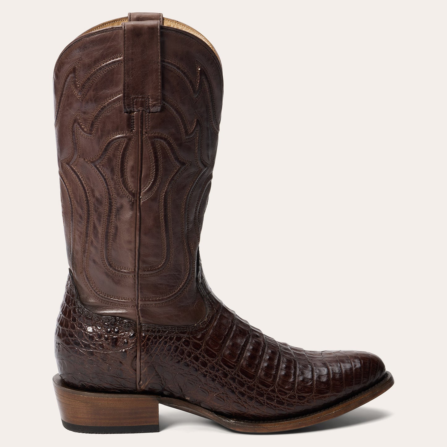 Three angles of the TRU-X INSOLE, designed for Mens Stetson Holliday Caiman Boots Handcrafted Round Toe Tobacco, featuring dual-density gel pads, dynamic arch support, and a deep heel cup for lasting comfort and durability.