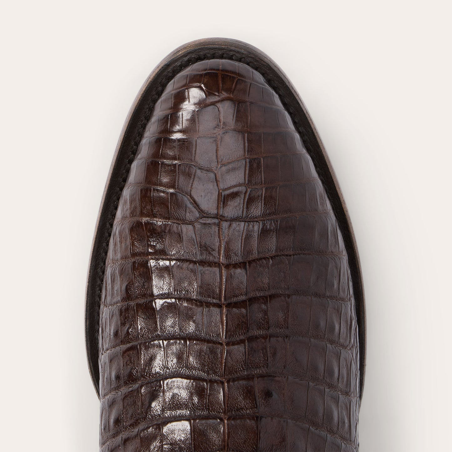 Stetson Holliday Caiman Boots für Herren, handgefertigt, runde Zehenpartie, Tabak