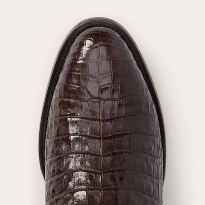 Stetson Holliday Caiman Boots für Herren, handgefertigt, runde Zehenpartie, Tabak