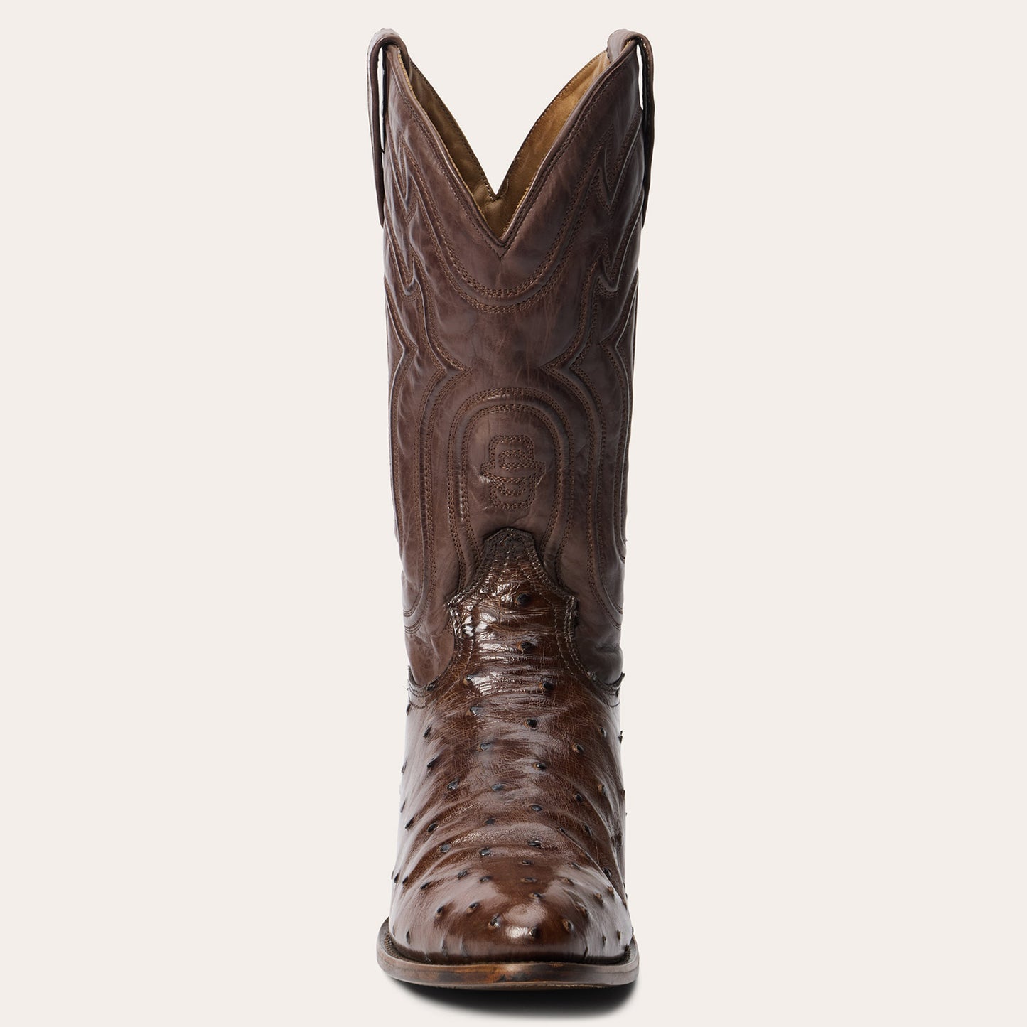 Men's Stetson Chisholm Ostrich Boots Handcrafted Round Toe Tobacco