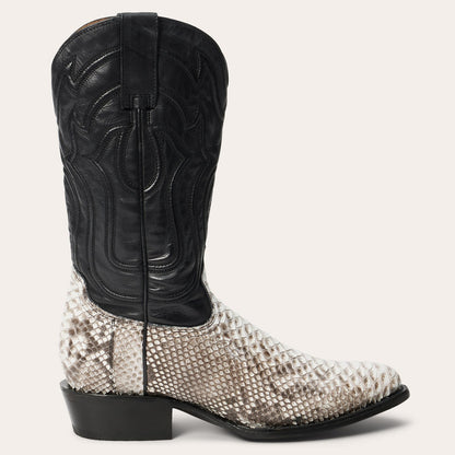 Men's Stetson Wild Bill Python Boots Round Toe Handcrafted Natural