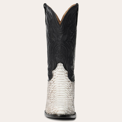 Men's Stetson Wild Bill Python Boots Round Toe Handcrafted Natural