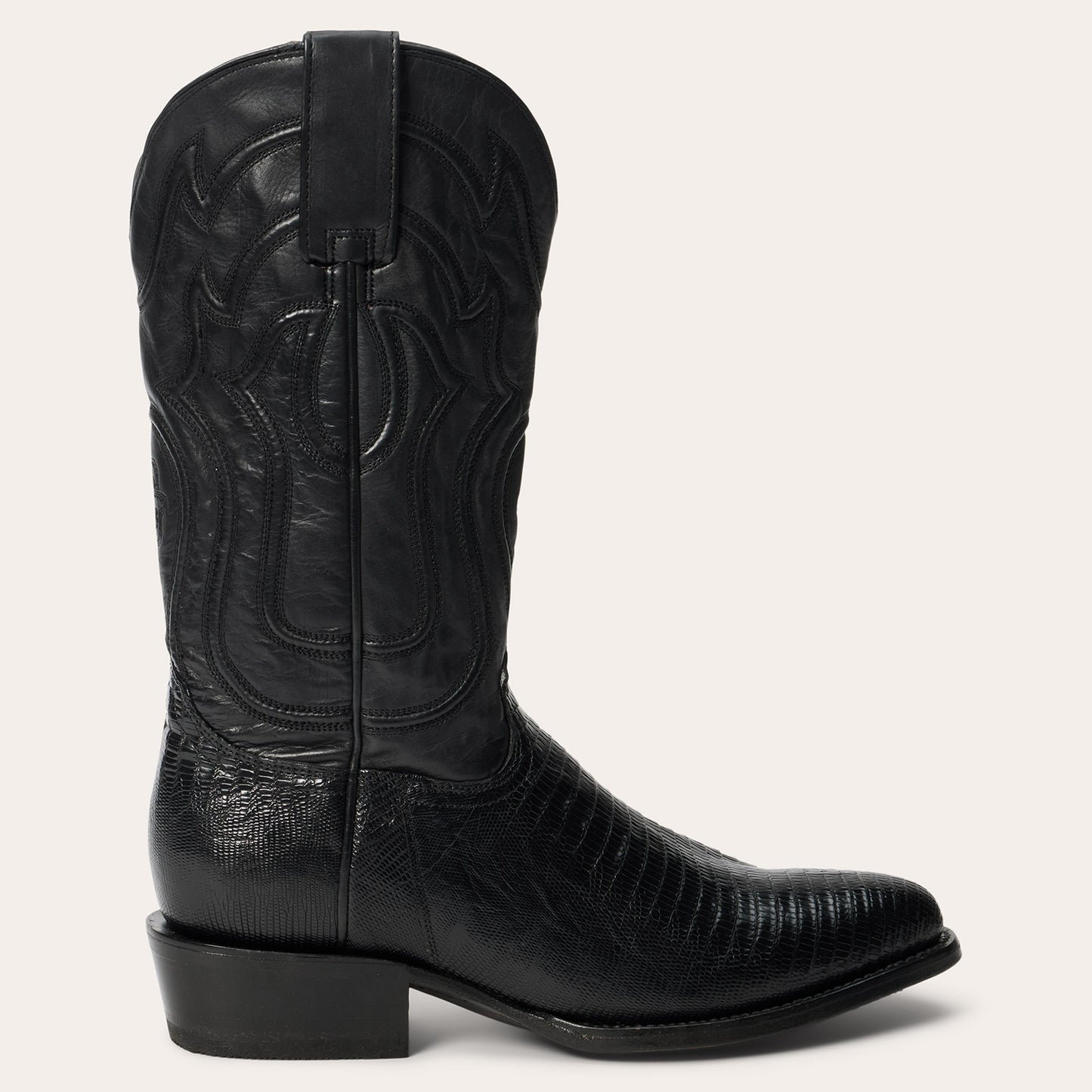Stetson Wayne Teju Boots für Herren, runde Zehenpartie, handgefertigt, Schwarz