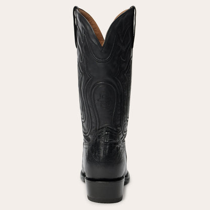 Stetson Wayne Teju Boots für Herren, runde Zehenpartie, handgefertigt, Schwarz