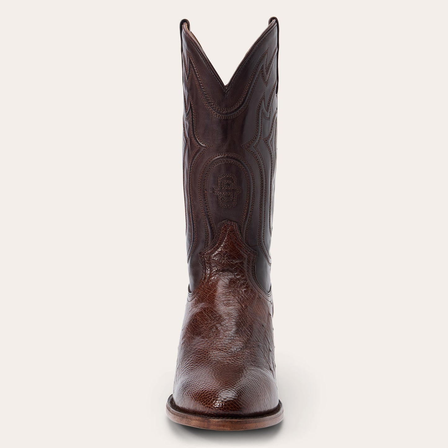 Men's Stetson Wyatt Smooth Ostrich Boots Handcrafted Round Toe Tobacco