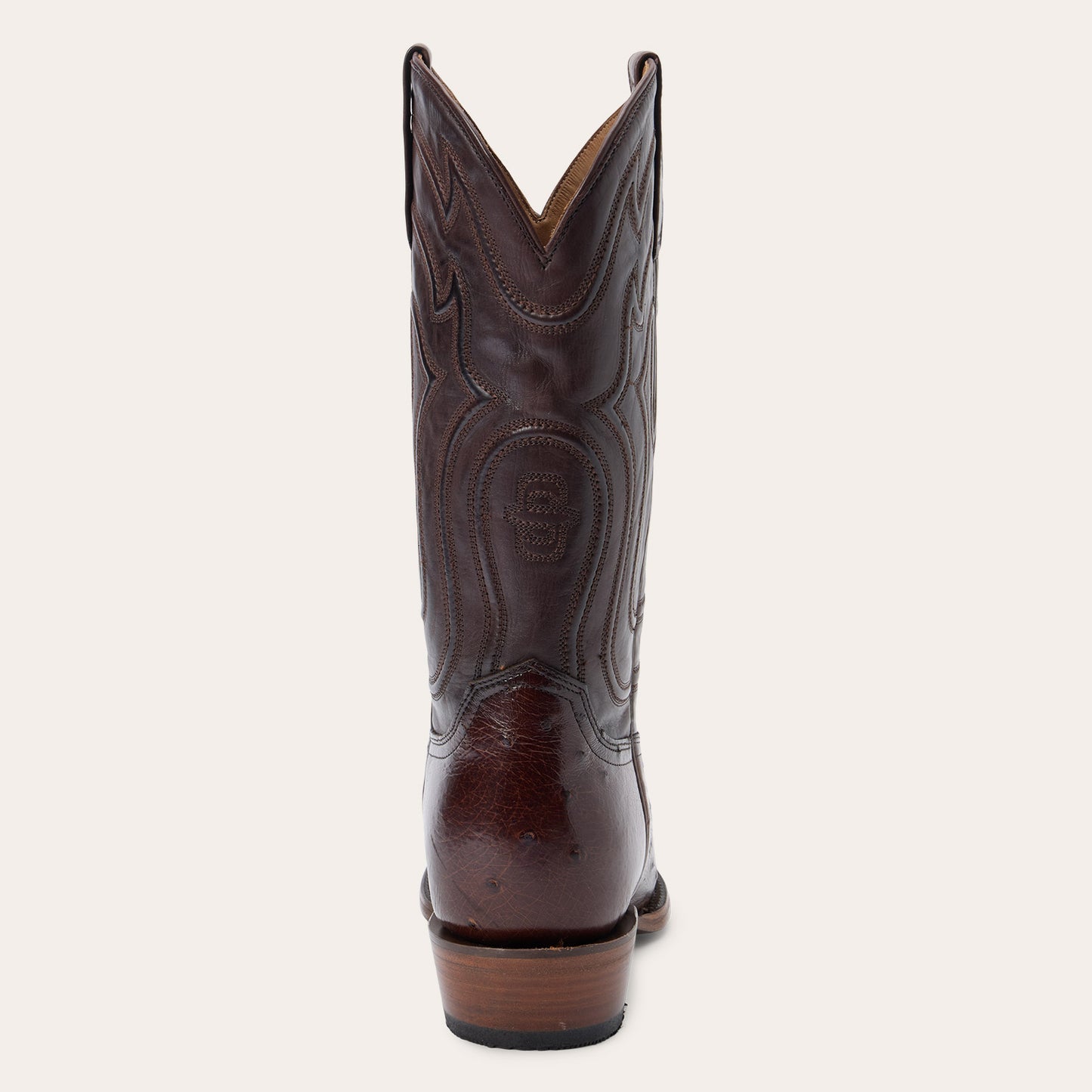 Men's Stetson Wyatt Smooth Ostrich Boots Handcrafted Round Toe Tobacco