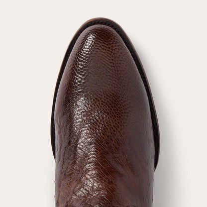 Men's Stetson Wyatt Smooth Ostrich Boots Handcrafted Round Toe Tobacco