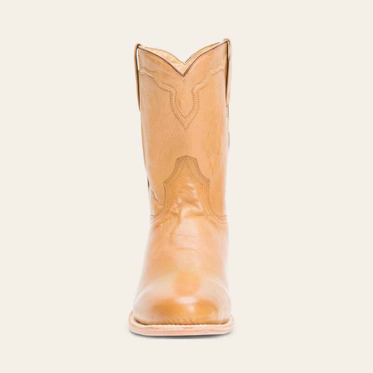 Men's Stetson Puncher handcrafted tan leather boots with 9" shaft and round toe