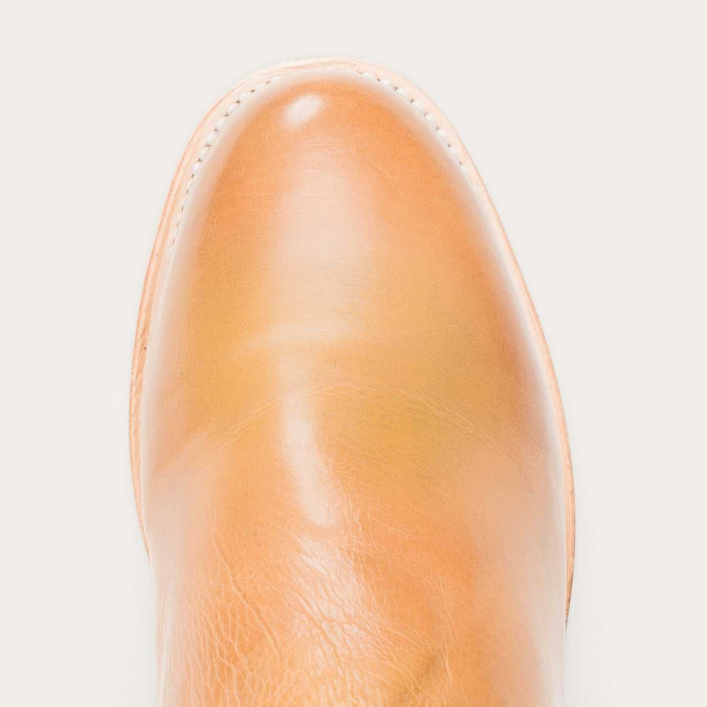 Men's Stetson Puncher Leather Boots handcrafted tan burnished with round toe and 9-inch shaft